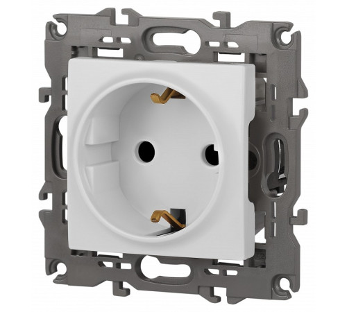 Розетка с заземлением и со шторкой, без рамки Эра Эра Elegance 14-2102-01М