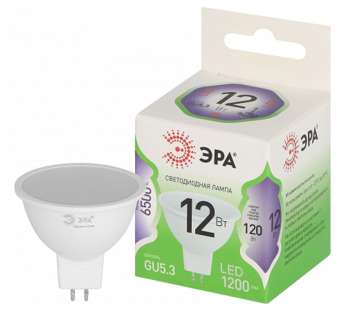 Лампа светодиодная ЭРА Green Line MR16 12 Вт 6500 K GU5.3 LED MR16-12W-865-GU5.3 GL