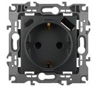 Розетка с заземлением и со шторкой и 2хUSB, без рамки Эра Эра 12 12-4108-12