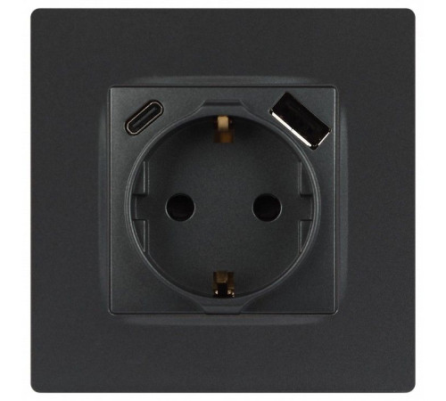 Розетка с заземлением и со шторкой и 2хUSB, без рамки Эра Эра 12 12-4108-12
