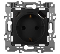 Розетка с заземлением и со шторкой и 2хUSB, без рамки Эра Эра 12 12-4108-05