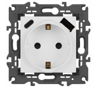 Розетка с заземлением и со шторкой и 2хUSB, без рамки Эра Эра Elegance 14-4108-01М