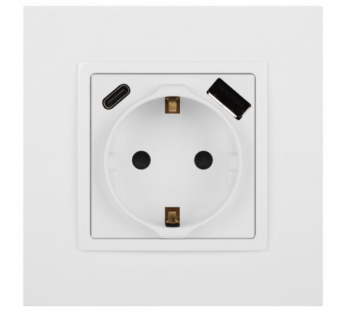 Розетка с заземлением и со шторкой и 2хUSB, без рамки Эра Эра Elegance 14-4108-01М