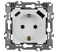 Розетка с заземлением и со шторкой и 2хUSB, без рамки Эра Эра 12 12-4108-01М