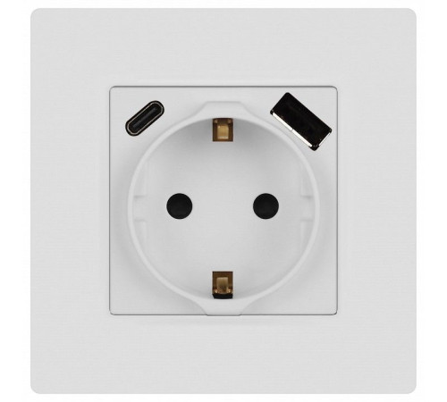 Розетка с заземлением и со шторкой и 2хUSB, без рамки Эра Эра 12 12-4108-01М