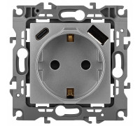 Розетка с заземлением и со шторкой и 2хUSB, без рамки Эра Эра 12 12-4108-03