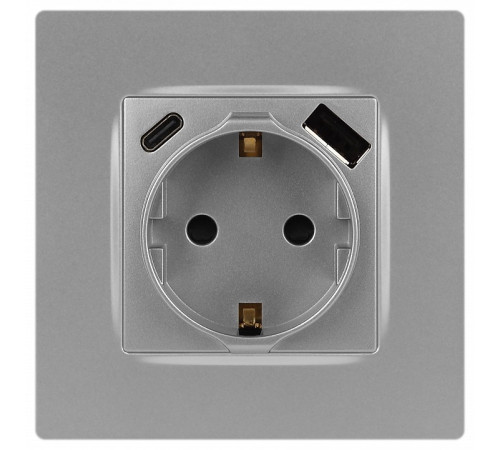 Розетка с заземлением и со шторкой и 2хUSB, без рамки Эра Эра 12 12-4108-03