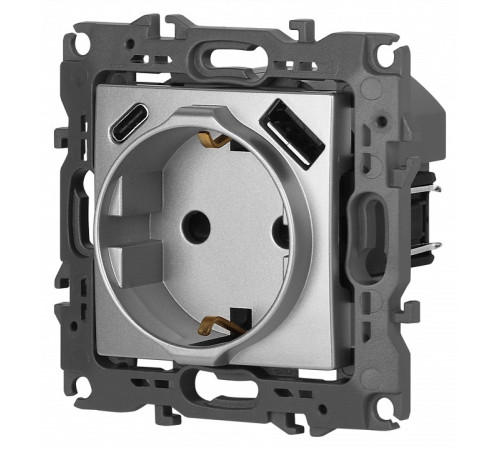 Розетка с заземлением и со шторкой и 2хUSB, без рамки Эра Эра 12 12-4108-03