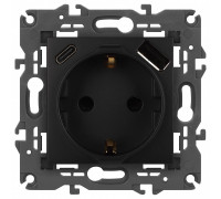 Розетка с заземлением и со шторкой и 2хUSB, без рамки Эра Эра Elegance 14-4108-05