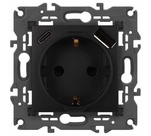 Розетка с заземлением и со шторкой и 2хUSB, без рамки Эра Эра Elegance 14-4108-05