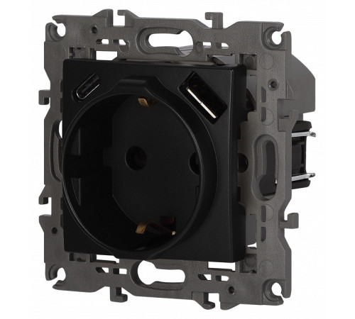 Розетка с заземлением и со шторкой и 2хUSB, без рамки Эра Эра Elegance 14-4108-05