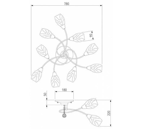 Потолочная люстра Eurosvet Virginia 2275/9 античная бронза
