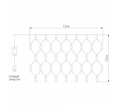 Гирлянда световая сеть Eurosvet 300-001 2x1.5 м IP20 теплый белый 300-001