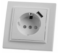 Розетка с заземлением и с шторками и USB Stekker PST16-9011 39051