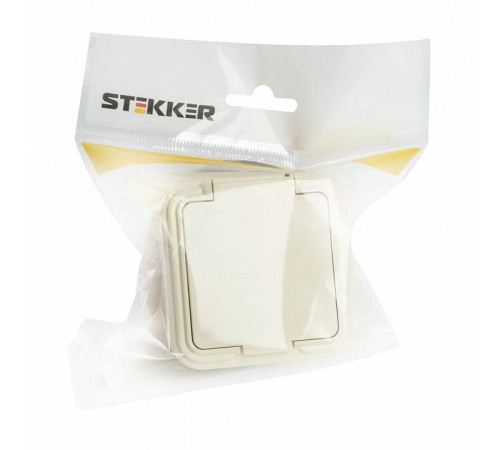 Розетка с заземлением и крышкой Stekker Брест 49058