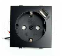 Розетка с заземлением и с шторками и 2хUSB, без рамки Stekker Эрна 49155