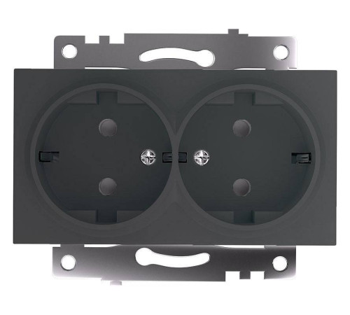 Розетка двойная с заземлением и с шторками, без рамки Stekker Катрин 49425