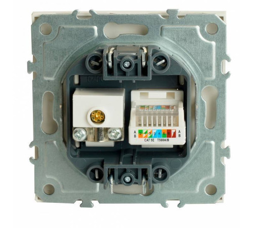 ТВ-розетка и розетка Ethernet RJ-45 без рамки Stekker RST00-5106-01 49872