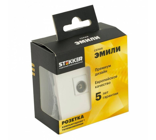 ТВ-розетка и розетка Ethernet RJ-45 без рамки Stekker RST00-5106-01 49872