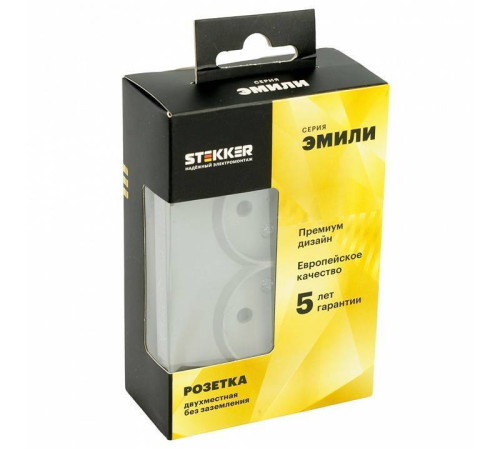 Розетка двойная без заземления, без рамки Stekker Эмили 49955