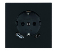 Розетка с заземлением и со шторкой и 2хUSB type A и C, без рамки Stekker Мия 50452