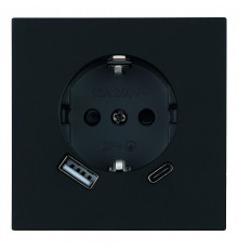 Розетка с заземлением и со шторкой и 2хUSB type A и C, без рамки Stekker Мия 50452