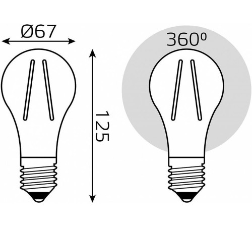 Лампа светодиодная Gauss Filament E27 26Вт 2700K 102902126