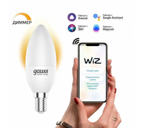 Лампа светодиодная с управлением через Wi-Fi Gauss Smart Home E14 5Вт 2700K 1100112