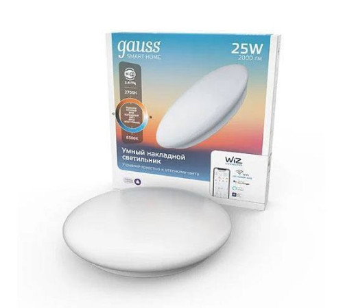 Светильник светодиодный накладной Gauss Smart Home круг 12 Вт CCT+RGB 2050112