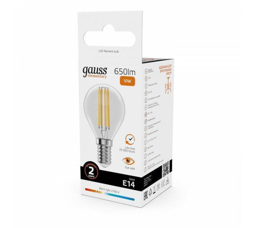 Лампа светодиодная Gauss Filament Elementary E14 10Вт 2700K 52110