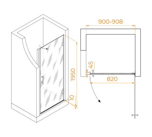 Душевая дверь RGW Hotel HO-011B 900 мм черный 350601109-14