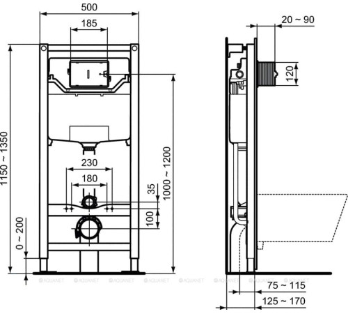 Инсталляция для подвесного унитаза Ideal Standard ProSys 120 M R020467