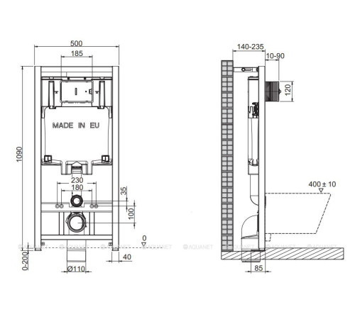 Инсталляция для унитаза Jacob Delafon 500x1090x140 мм E29025-NF