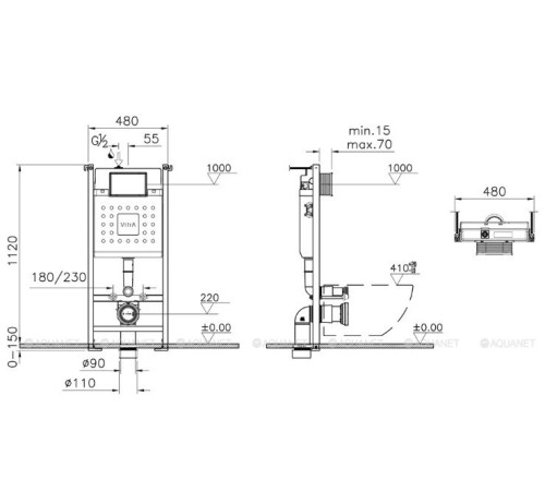 Инсталляция для унитаза VitrA V-Fix Core 12 см без панели 732-5800-01