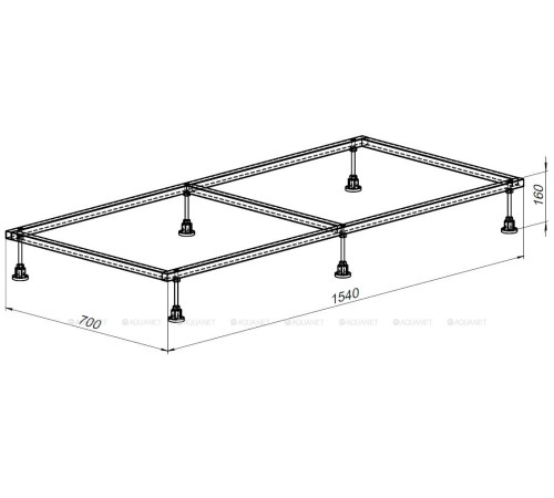 Каркас для поддона Allen Brau 1600х800 мм алюминий 8.00007