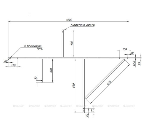 Каркас для ванны сварной Aquanet Capri 170x110 см 00242142