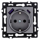 Розетка с заземлением и со шторкой и 2хUSB type A и C, без рамки Kollinger Asthetik AS-016GY