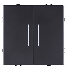 Выключатель двухклавишный с подсветкой без рамки Kollinger Eclipse EC-010BK