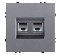 Розетка двойная Ethernet RJ-45 и со шторками, без рамки Kollinger Eclipse EC-018GY