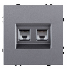Розетка двойная Ethernet RJ-45 и со шторками, без рамки Kollinger Eclipse EC-018GY