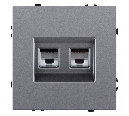 Розетка двойная Ethernet RJ-45 и со шторками, без рамки Kollinger Eclipse EC-018GY