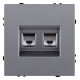 Розетка двойная Ethernet RJ-45 и со шторками, без рамки Kollinger Eclipse EC-018GY