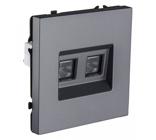 Розетка двойная Ethernet RJ-45 и со шторками, без рамки Kollinger Eclipse EC-018GY