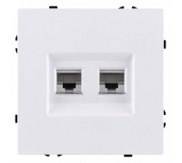 Розетка двойная Ethernet RJ-45 и со шторками, без рамки Kollinger Eclipse EC-018WH
