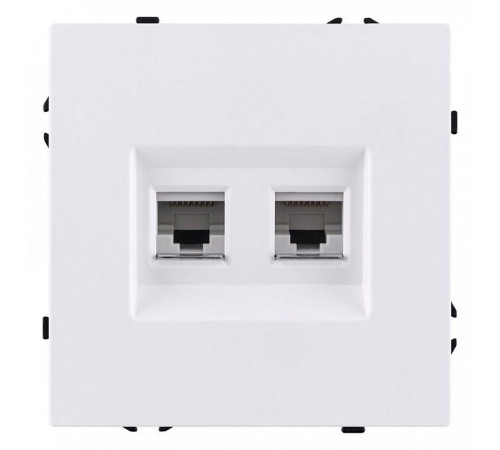 Розетка двойная Ethernet RJ-45 и со шторками, без рамки Kollinger Eclipse EC-018WH