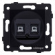 Розетка двойная Ethernet RJ-45 и со шторками, без рамки Kollinger REA-019BK
