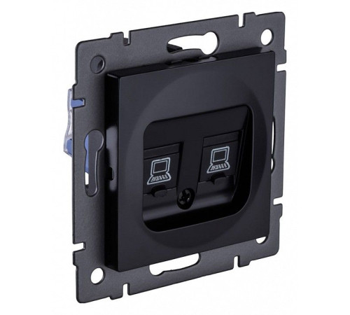 Розетка двойная Ethernet RJ-45 и со шторками, без рамки Kollinger REA-019BK