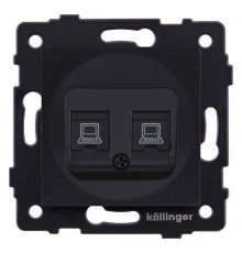 Розетка двойная Ethernet RJ-45 и со шторками, без рамки Kollinger  REA-019BM