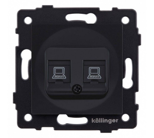 Розетка двойная Ethernet RJ-45 и со шторками, без рамки Kollinger REA-019BM