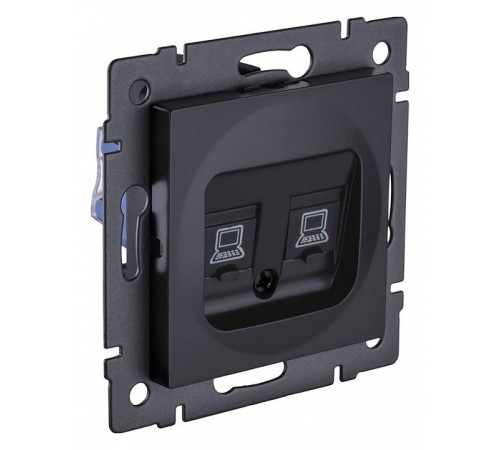 Розетка двойная Ethernet RJ-45 и со шторками, без рамки Kollinger REA-019BM